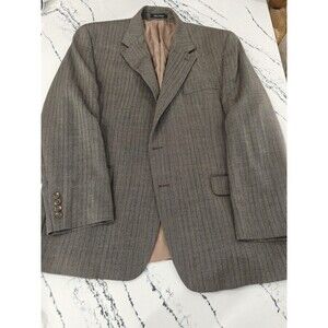 Vtg Ralph Lauren  Brown Wool Herringbone Mens Blazer 46R Black